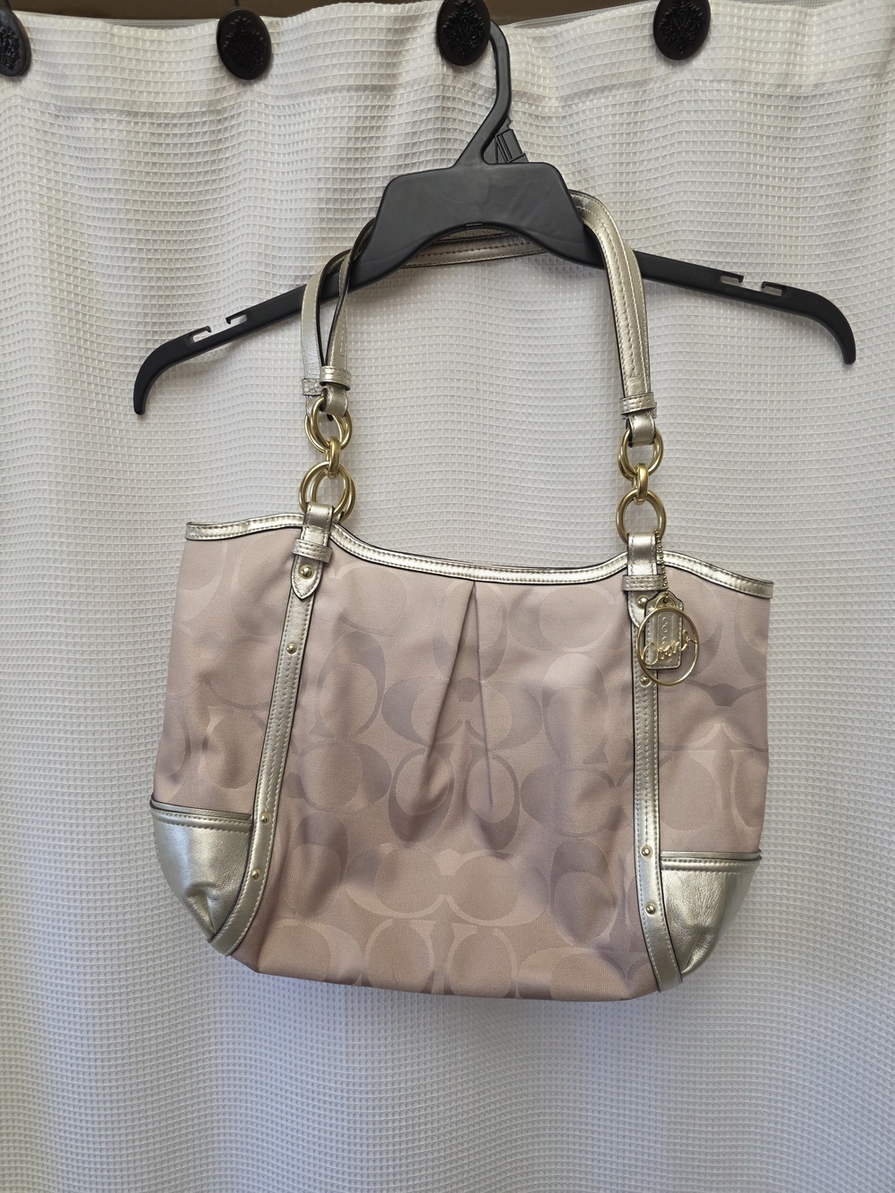 Coach Pale Pink/Gold Signature Tote with Metallic Gold Trim NWT NEVER USED